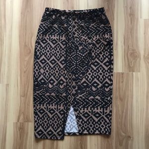 Bobeau Aztec midi pencil skirt